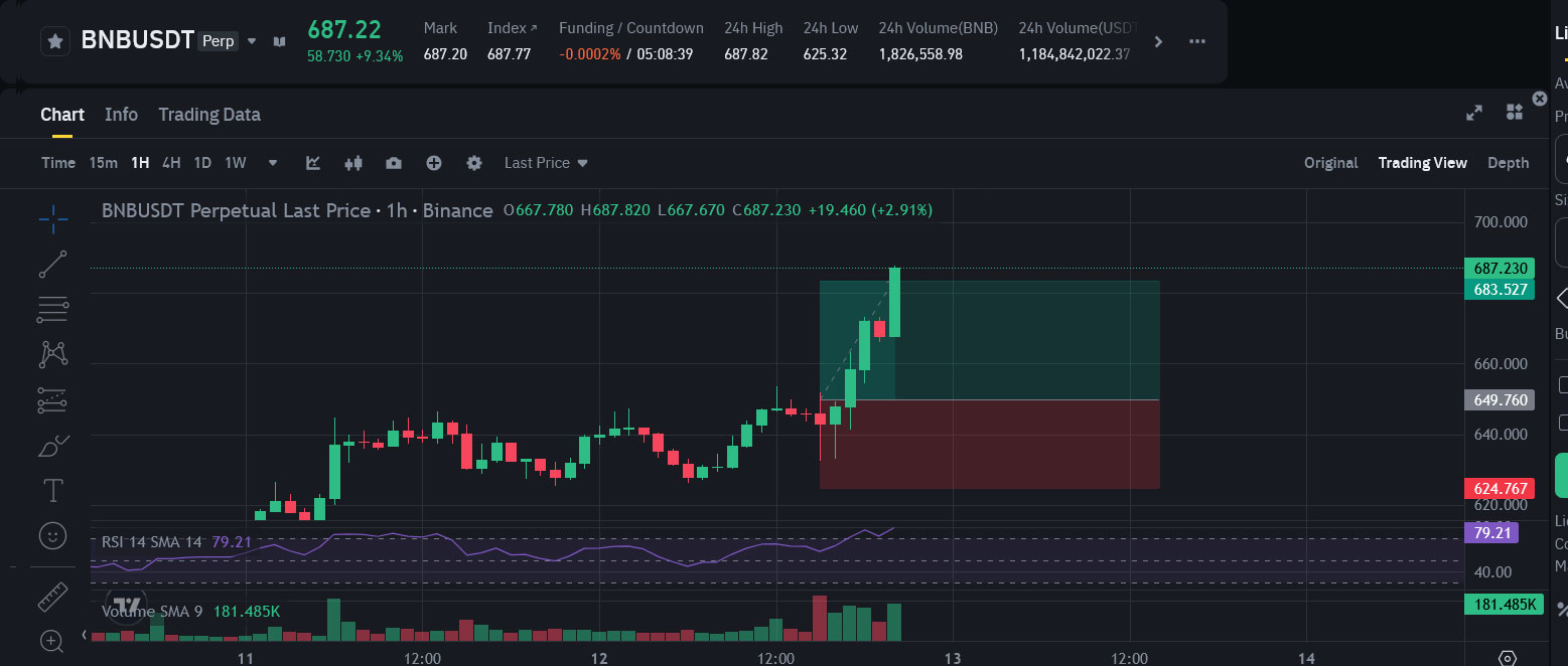 BNBUSDT Long Trade update